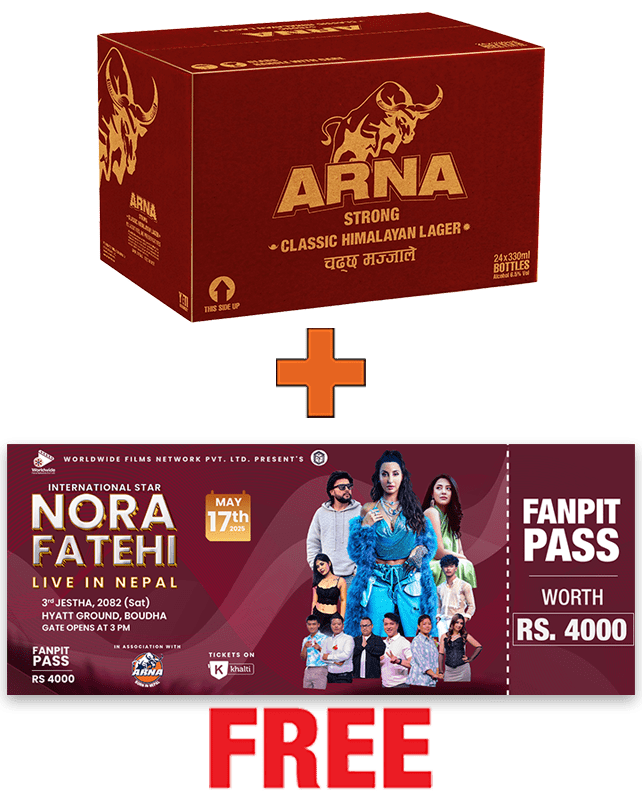 Arna Strong 330ML x 24 Bottles + 1 Nora Fatehi Live Fanpit Pass Arna Strong 330ML x 24 Bottles + 1 Nora Fatehi Live Fanpit Pass