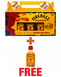 Fireball Cinnamon Whisky 50ML (Pack of 10) + 50ML x 1 Bottle Free