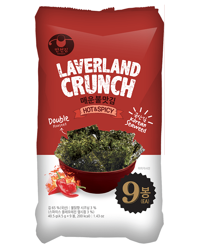Laverland Crunch Hot & Spicy Seaweed 40.5G (4.5G x 9's)
