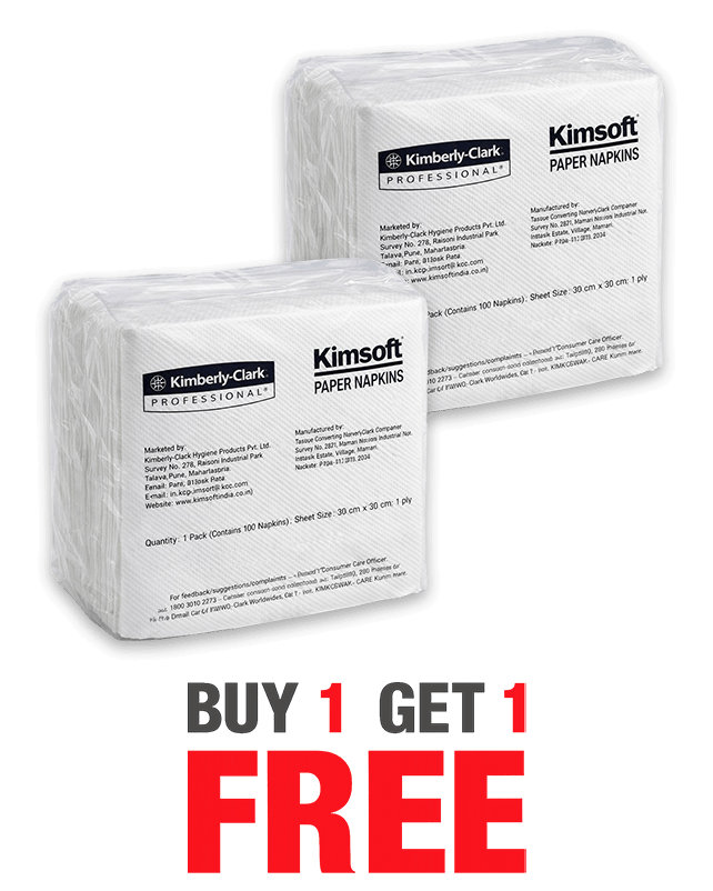 Kimberly Clark Kimsoft Paper Napkins 1Ply 100 Pulls Buy1 Get1 - 1082