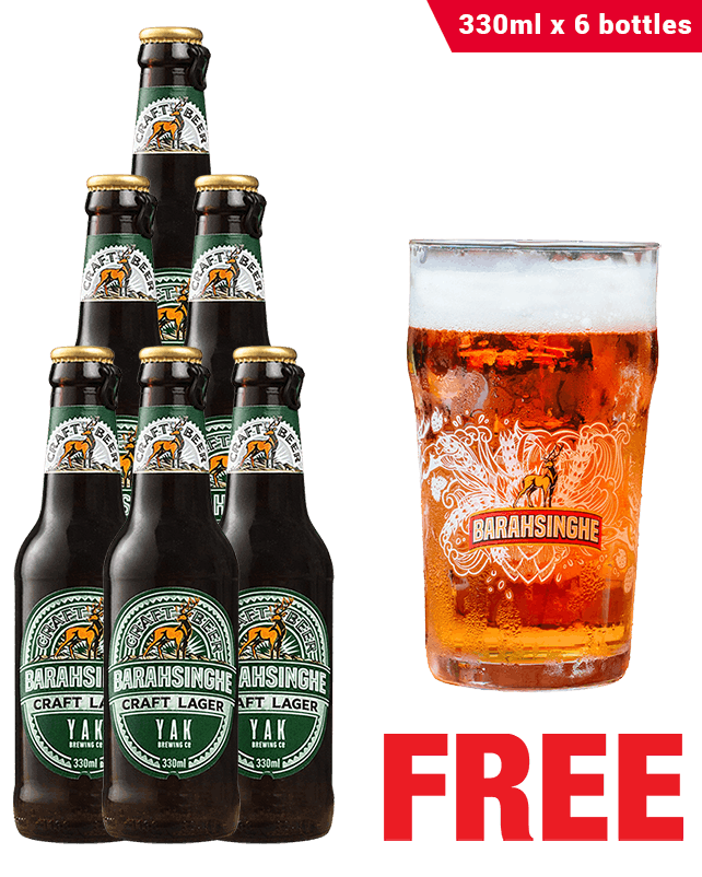 Barahsinghe Craft Lager 330ML x 6 Bottles + 1 Glass Free