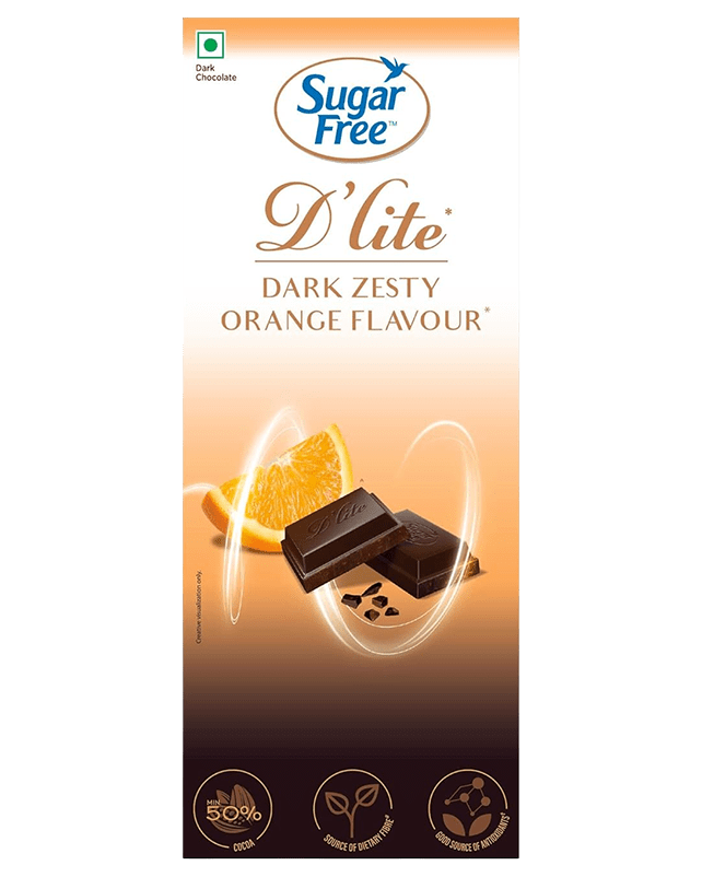 Sugar Free D'Lite Zesty Orange Flavour 50% Dark Chocolate 80G