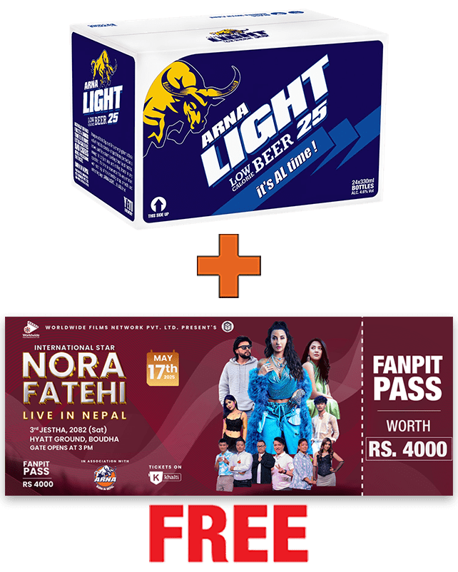 Arna Light 330ML x 24 Bottles + 1 Nora Fatehi Live Fanpit Pass Arna Light 330ML x 24 Bottles + 1 Nora Fatehi Live Fanpit Pass