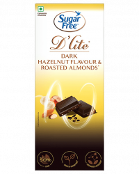 Sugar Free D'Lite Hazelnut Flavour & Roasted Almonds 50% Dark Chocolate 80G